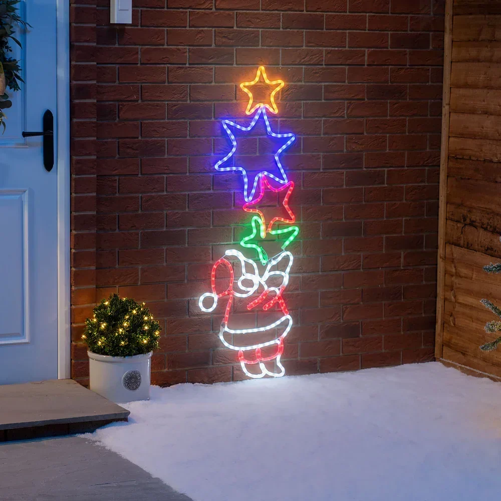 Luminária de parede Papai Noel e Estrela com LED