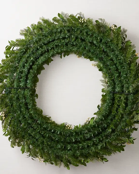 Guirlanda de Natal 90 cm com LED, Folhagens Verdes e Mini Frutas Claras