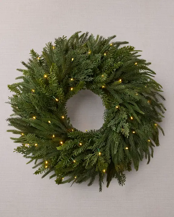 Guirlanda de Natal 90 cm com LED e Folhagens Verdes